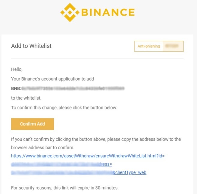 Whitelist für Auszahlungsadressen
