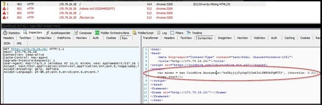 Kode CoinHive dalam router MikroTik