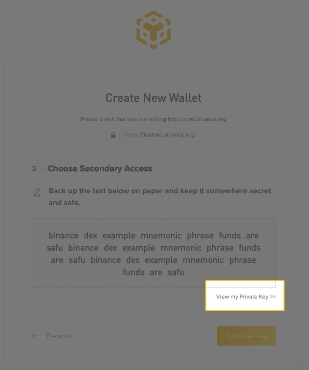 Créer un portefeuille sur Binance DEX