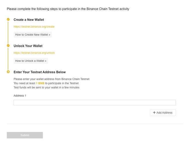 Binance DEX：为您的Testnet帐户提供资金