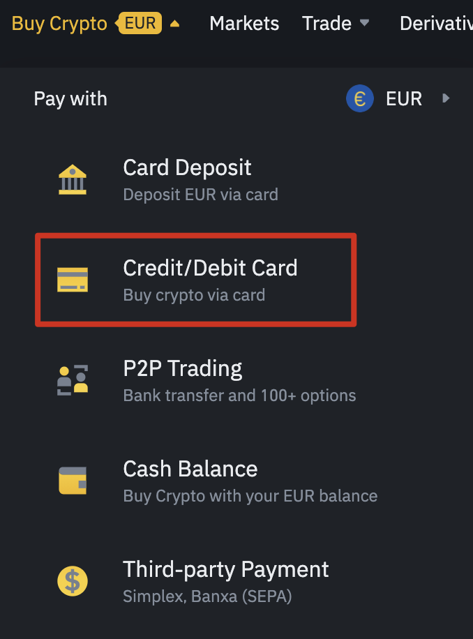 binance credit card limit