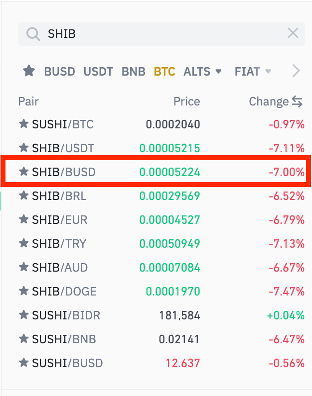 binance purchase shib