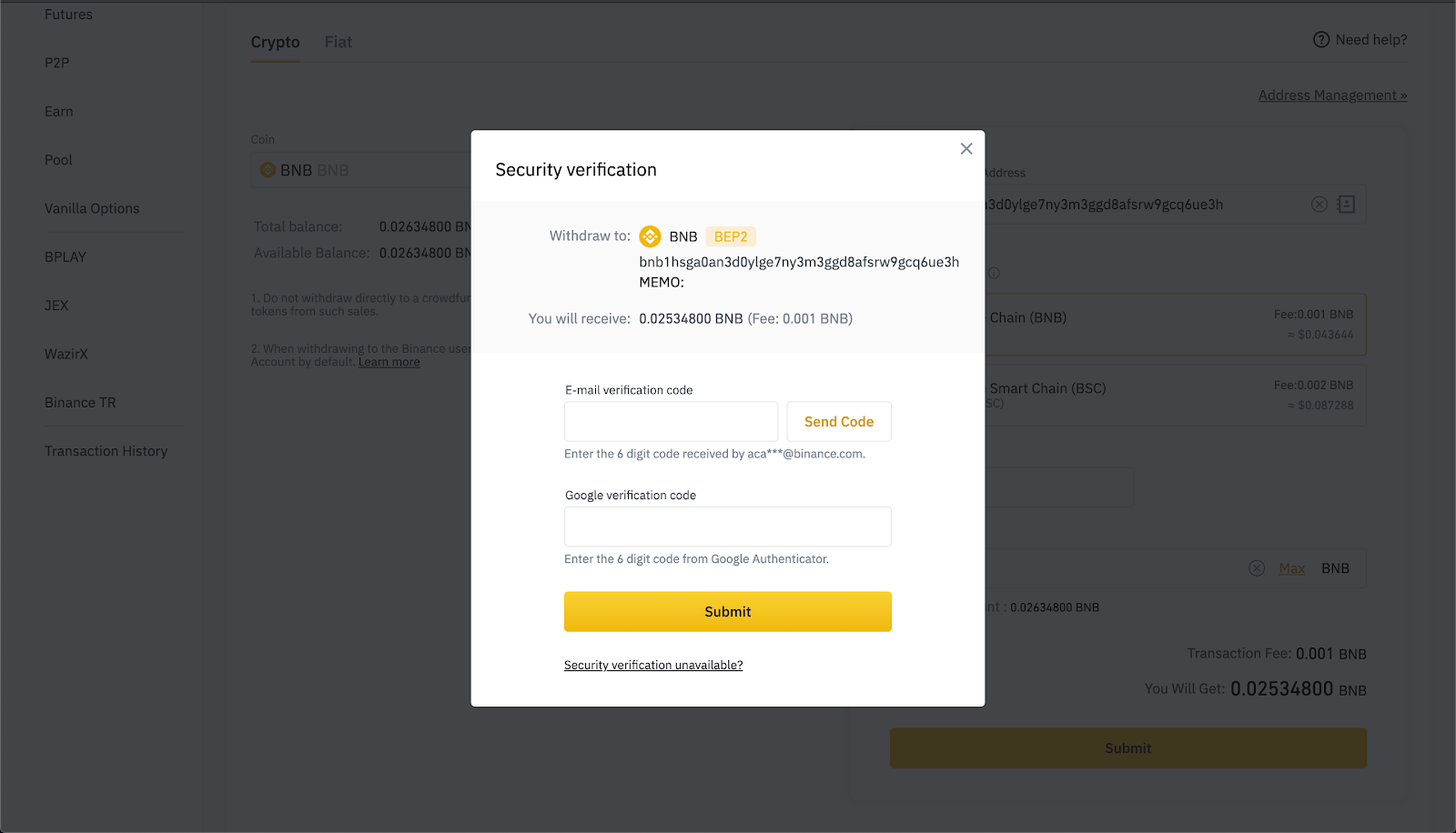 how to withdrawal from binance