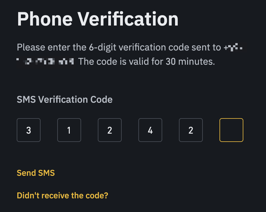 Binance phone verification