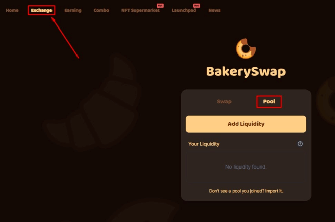 Likviditātes pievienošana BakerySwap platformā