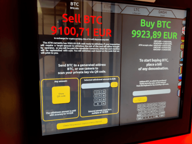 Màn hình máy ATM Bitcoin