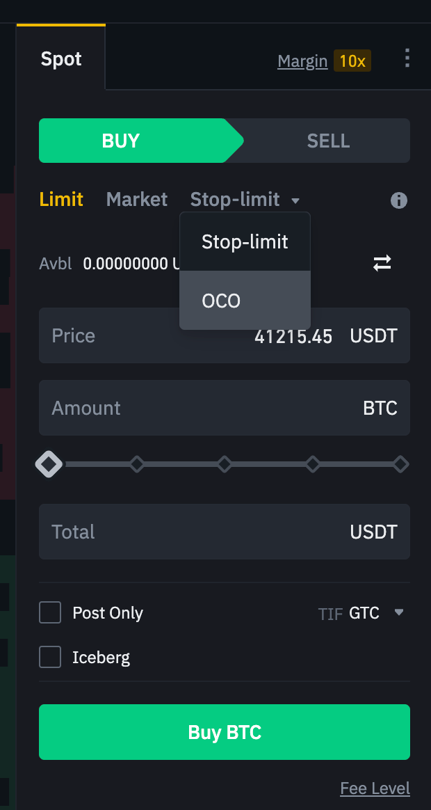 oco order binance