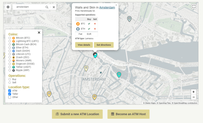 Information about specific Bitcoin ATMs. Source: coinatmradar.com